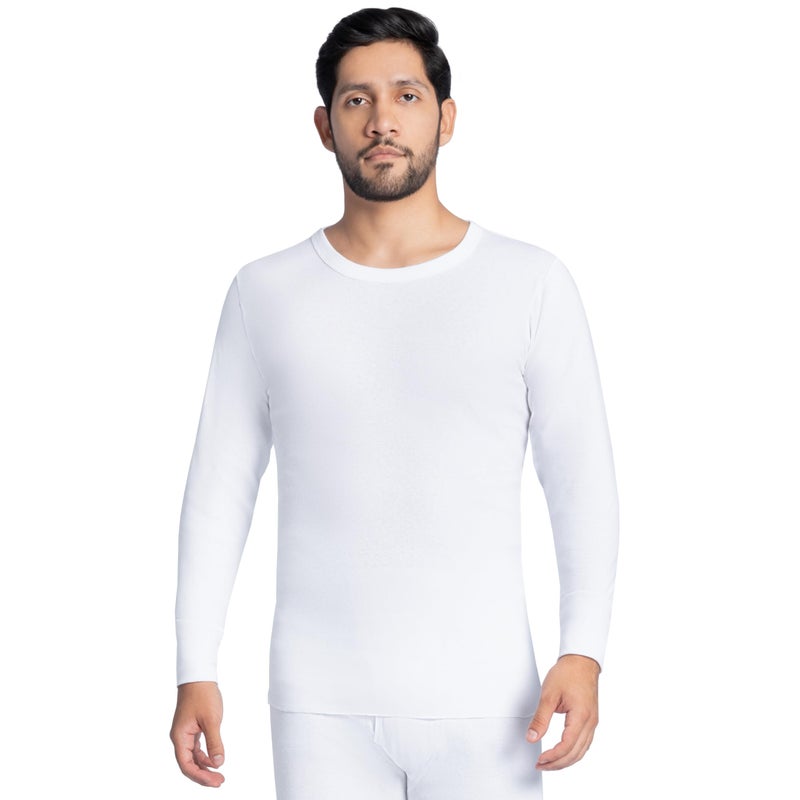 Indera Men's Cotton Rib Knit Thermals Underwear Crew Top, White, Large - Image 1